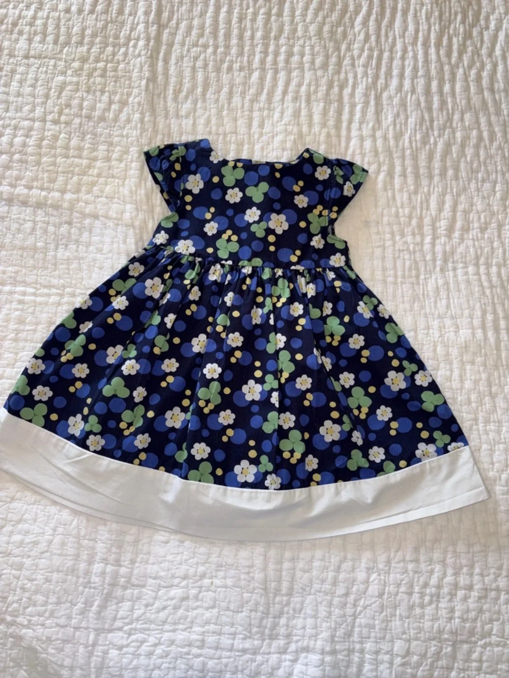 Gymboree Navy Floral Dress with White Hem EUC 2T